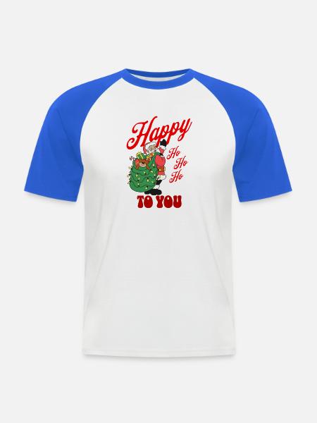 Happy HoHoHo von Santa - Männer Baseball-T-Shirt - Weiß/Royalblau