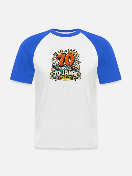 70 Jahre – Läuft bei mir - Männer Baseball-T-Shirt - Weiß/Royalblau