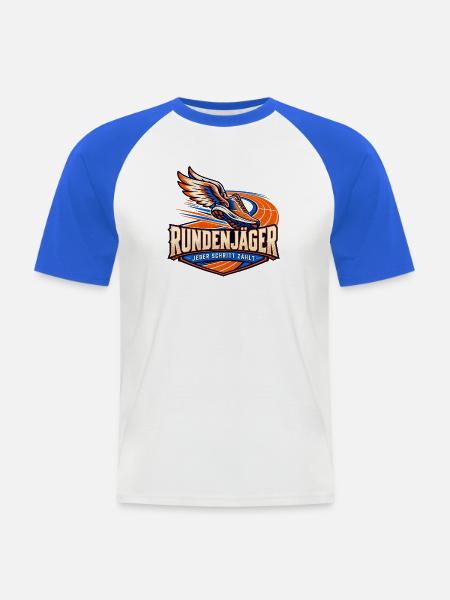 Rundenjäger – Jeder Schritt zählt - Männer Baseball-T-Shirt - Weiß/Royalblau