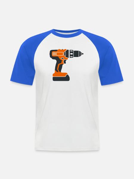 Akkuschrauber Werkzeug Grafik - Männer Baseball-T-Shirt - Weiß/Royalblau