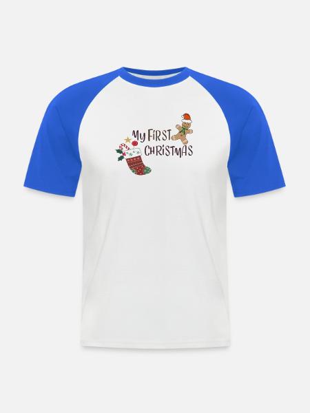 Mein Erstes Weihnachten - Männer Baseball-T-Shirt - Weiß/Royalblau