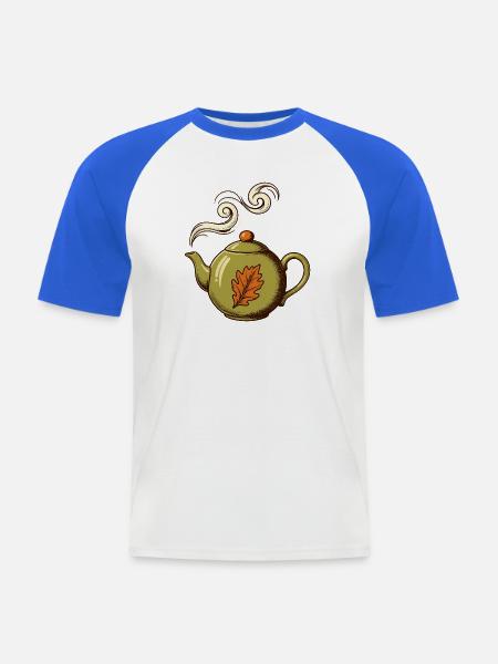 Teekanne mit Herbstduft - Männer Baseball-T-Shirt - Weiß/Royalblau