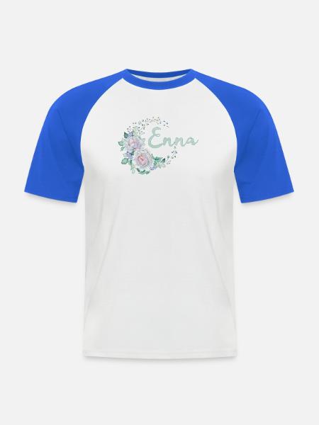 Enna Blütenname Aquarell - Männer Baseball-T-Shirt - Weiß/Royalblau