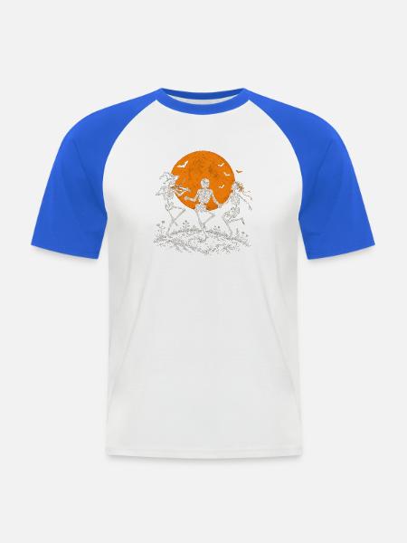 Tanzende Skelette im Mondschein - Männer Baseball-T-Shirt - Weiß/Royalblau