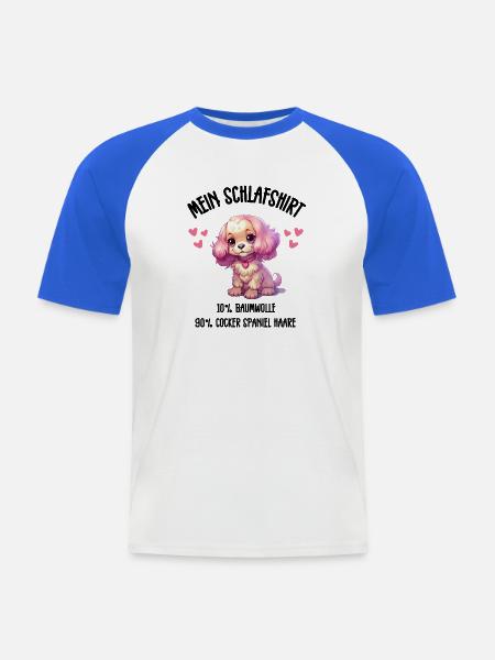 Cocker Spaniel Welpe Rosa Schlafshirt - Männer Baseball-T-Shirt - Weiß/Royalblau