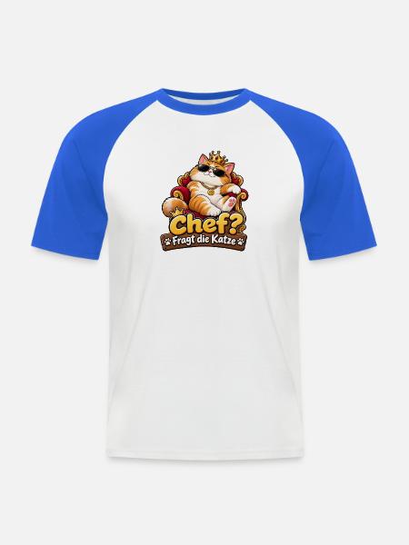 Chef? Fragt die Katze - Männer Baseball-T-Shirt - Weiß/Royalblau