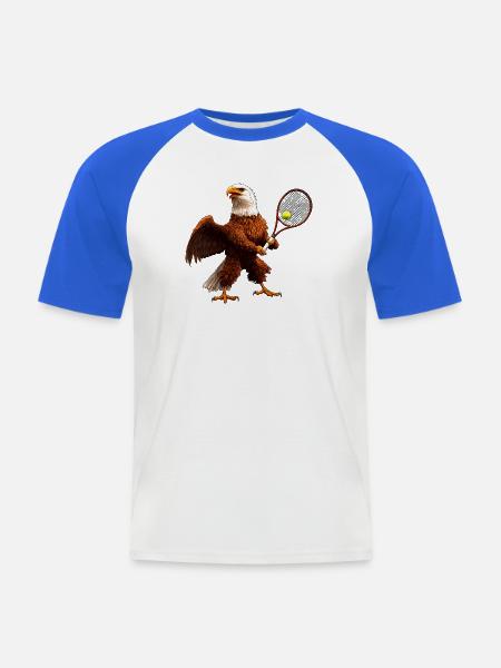 Tennis Adler Eagle - Männer Baseball-T-Shirt - Weiß/Royalblau