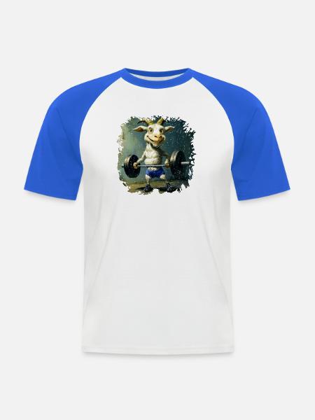 Ziegen Fitness / Trainer Goat - Männer Baseball-T-Shirt - Weiß/Royalblau
