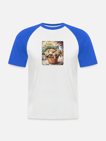 Siesta Kaninchen - Männer Baseball-T-Shirt - Weiß/Royalblau