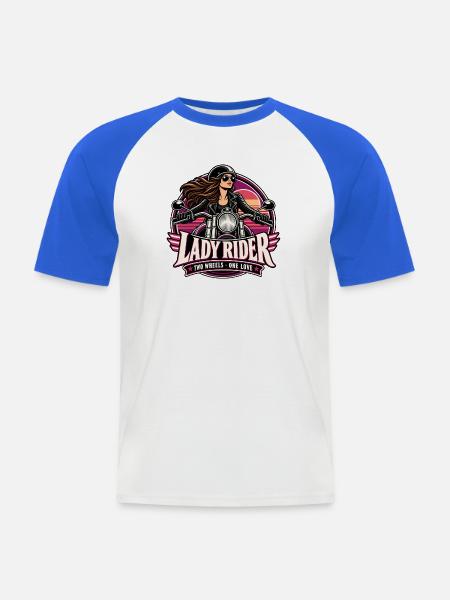 Lady Rider Motorradheldin - Männer Baseball-T-Shirt - Weiß/Royalblau