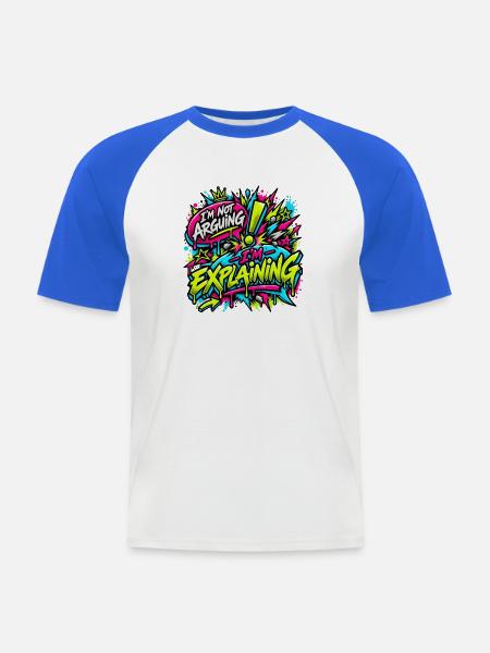 Explaining Graffiti Neon Burst - Männer Baseball-T-Shirt - Weiß/Royalblau