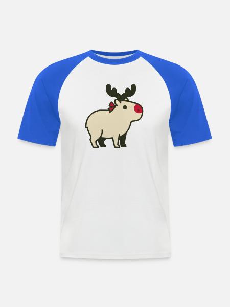 Weihnachts Rentier Illustration - Männer Baseball-T-Shirt - Weiß/Royalblau