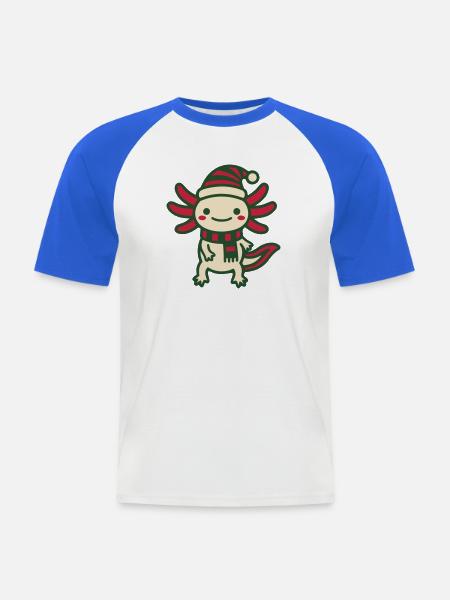 Weihnachts Axolotl Clipart - Männer Baseball-T-Shirt - Weiß/Royalblau