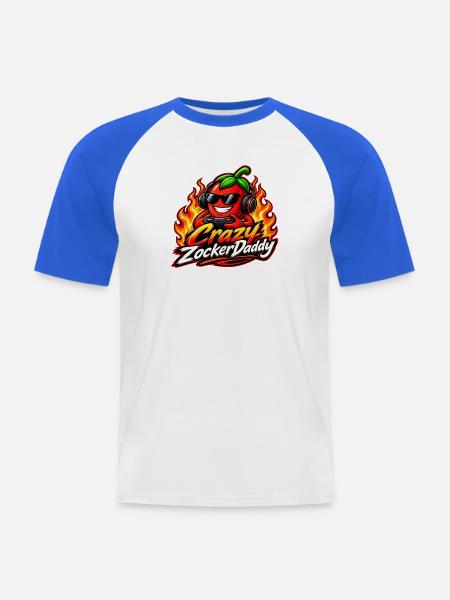 CrazyZockerDaddy - Männer Baseball-T-Shirt - Weiß/Royalblau