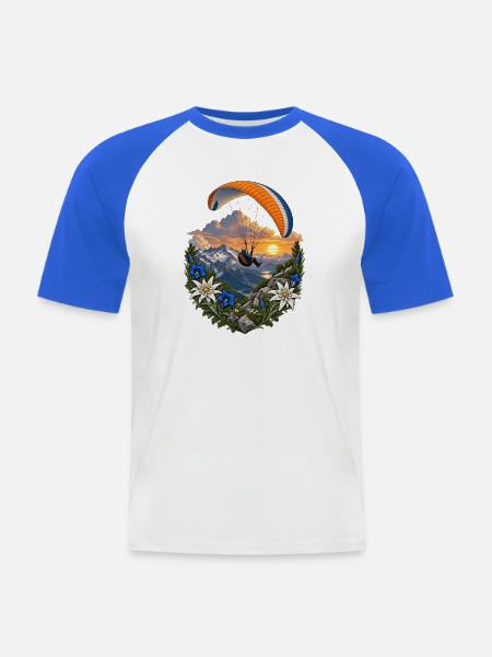 Gipfelflug im Blumenkreis - Männer Baseball-T-Shirt - Weiß/Royalblau