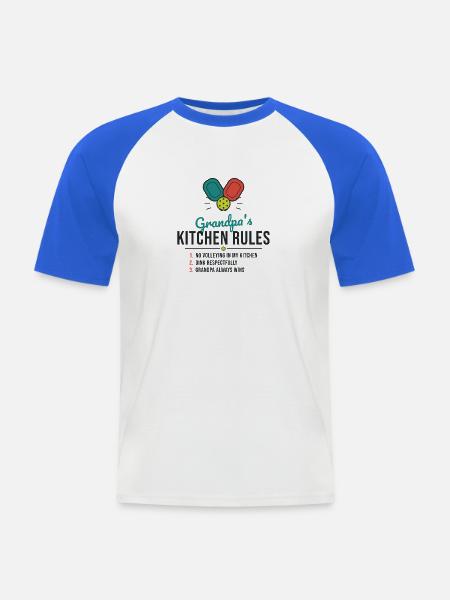 Grandpa's Kitchen Rules Tee - Männer Baseball-T-Shirt - Weiß/Royalblau