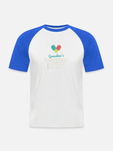 Omas Küchen-Regel-Tee - Männer Baseball-T-Shirt - Weiß/Royalblau