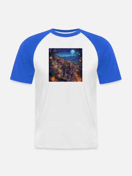 Halloween Familienwanderung - Männer Baseball-T-Shirt - Weiß/Royalblau