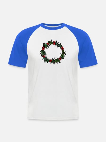 Design des Stechpalmenkranzkreises - Männer Baseball-T-Shirt - Weiß/Royalblau