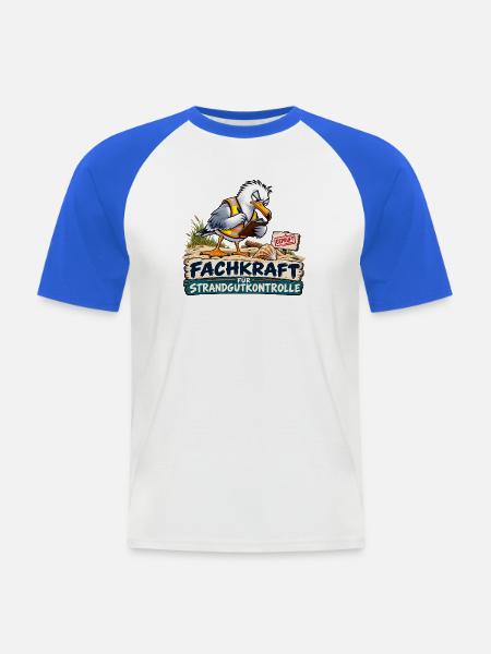 Fachkraft Strandgutkontrolle Cartoon - Männer Baseball-T-Shirt - Weiß/Royalblau
