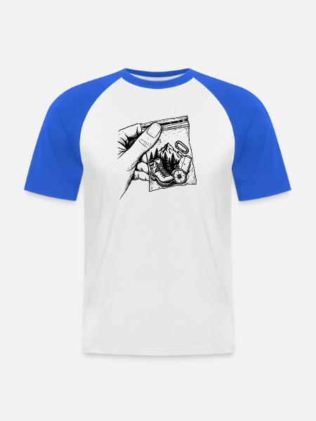 Wandersucht – Berg- und Trekking-Beutel - Männer Baseball-T-Shirt - Weiß/Royalblau