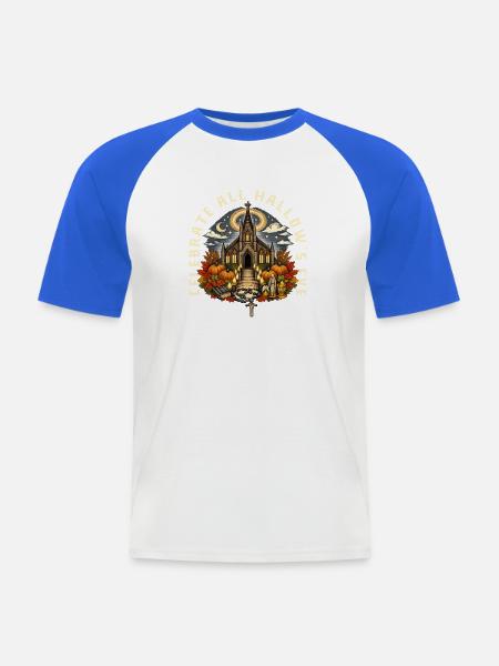 Katholischen Kirche Zu Halloween - Männer Baseball-T-Shirt - Weiß/Royalblau