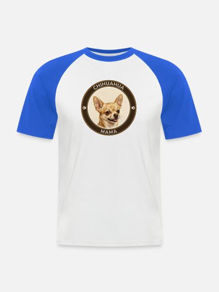 Chihuahua-Mama Porträt - Männer Baseball-T-Shirt - Weiß/Royalblau