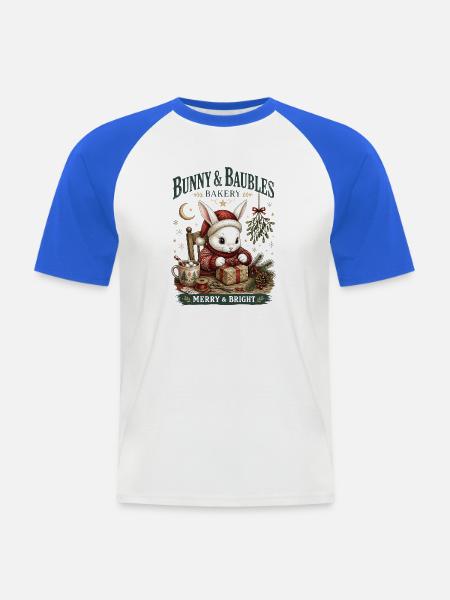 Bunny & Bubbles Weihnachtsbäckerei - Männer Baseball-T-Shirt - Weiß/Royalblau