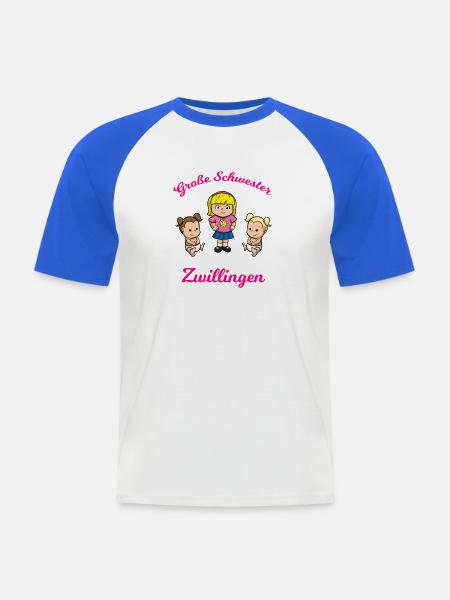 Große Schwester von Zwillingen Geschwister - Männer Baseball-T-Shirt - Weiß/Royalblau