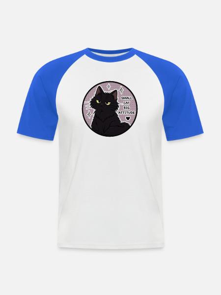Kleine Katze Große Attitüde - Männer Baseball-T-Shirt - Weiß/Royalblau