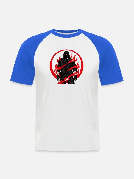 Ninja Flammenkreis - Männer Baseball-T-Shirt - Weiß/Royalblau