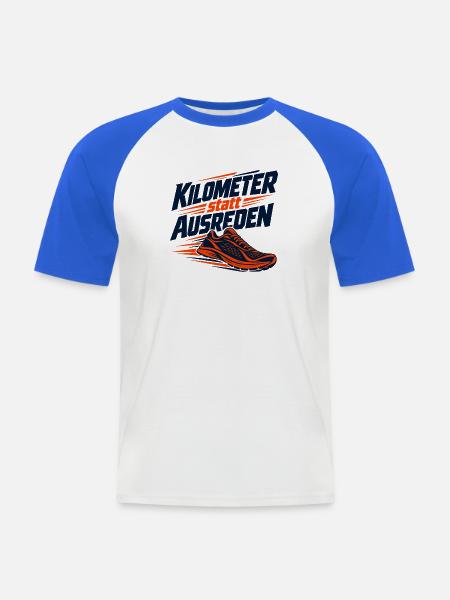 Laufmotivation: Keine Ausreden - Männer Baseball-T-Shirt - Weiß/Royalblau