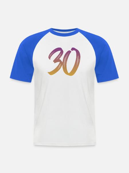 30 - Männer Baseball-T-Shirt - Weiß/Royalblau