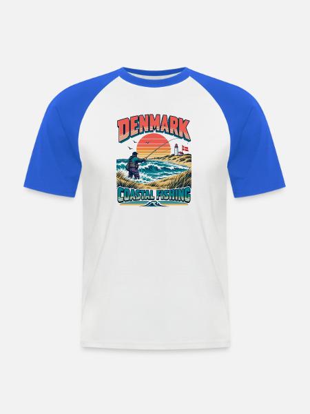 Dänemark Küstenfischen - Männer Baseball-T-Shirt - Weiß/Royalblau