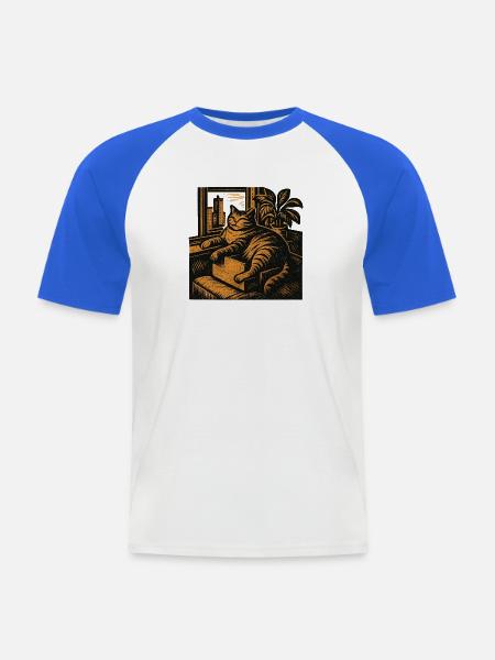 Wohnungschef auf Samtpfoten – Lustiges Katzen - Männer Baseball-T-Shirt - Weiß/Royalblau