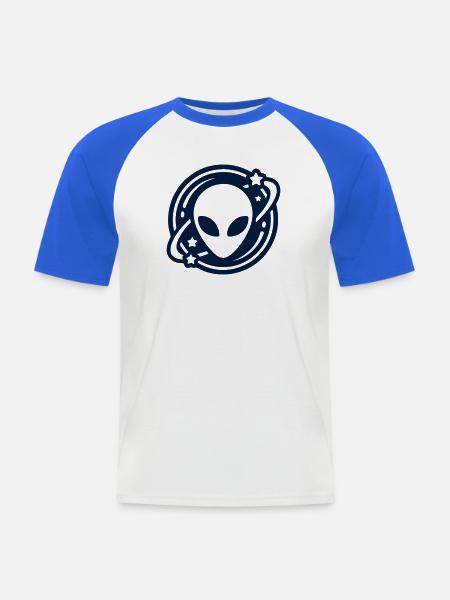 Alien Kopf Weltraum Logo - Männer Baseball-T-Shirt - Weiß/Royalblau
