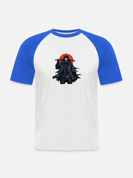 Schattendämon mit rotem Kreis - Männer Baseball-T-Shirt - Weiß/Royalblau
