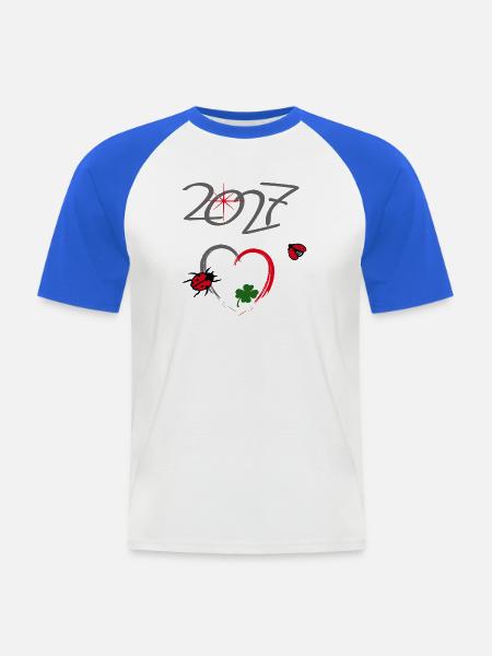 Neujahr 2027 Glücksdesign - Männer Baseball-T-Shirt - Weiß/Royalblau