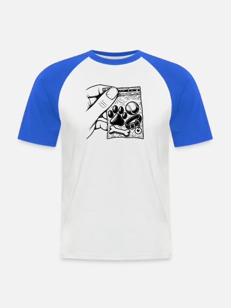 Addiction Dog Love Doggie – Ballpfotenbeutel - Männer Baseball-T-Shirt - Weiß/Royalblau