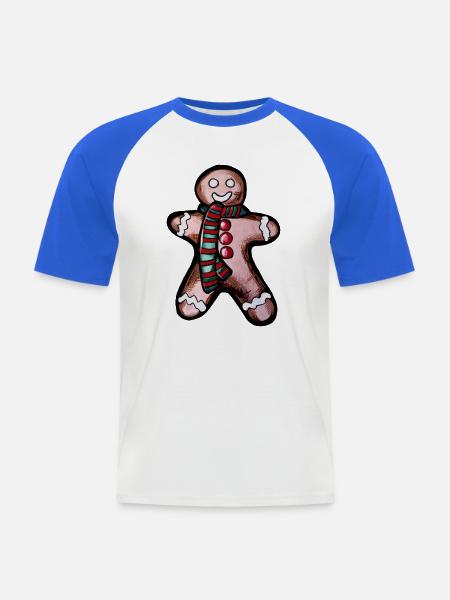 Scarfed Lebkuchen-Held - Männer Baseball-T-Shirt - Weiß/Royalblau