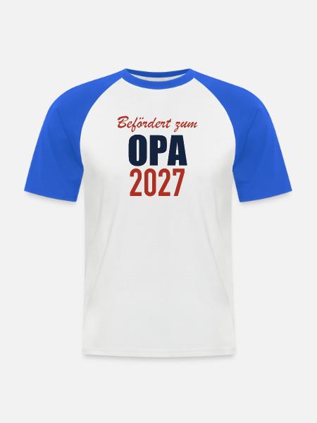 Befördert zum Opa 2027 - Männer Baseball-T-Shirt - Weiß/Royalblau