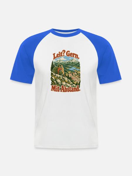 Leit Gern Mit Abstand - Männer Baseball-T-Shirt - Weiß/Royalblau