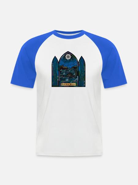 Loch Ness Monster Buntglas - Männer Baseball-T-Shirt - Weiß/Royalblau