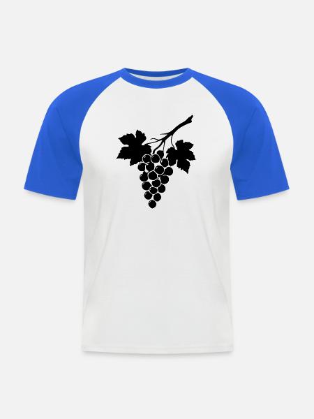 Wein Weinrebe Weintrauben schwarz Geschenk - Männer Baseball-T-Shirt - Weiß/Royalblau