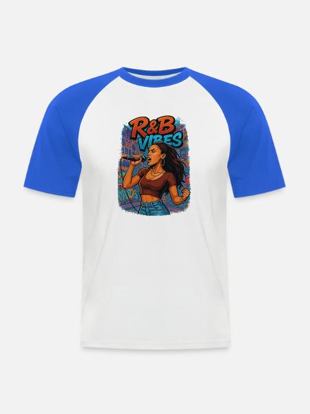 R&B - Männer Baseball-T-Shirt - Weiß/Royalblau