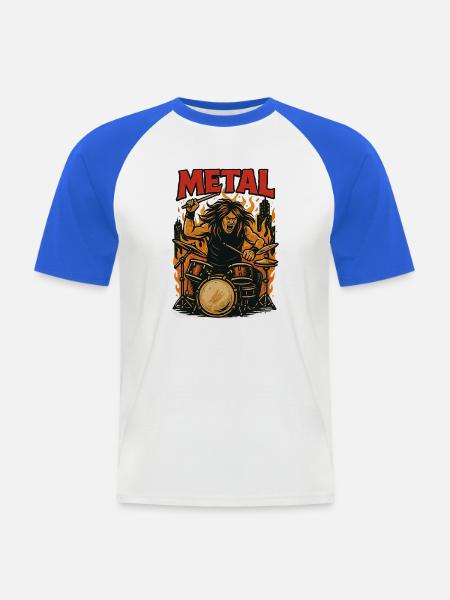 Metal Beater - Männer Baseball-T-Shirt - Weiß/Royalblau