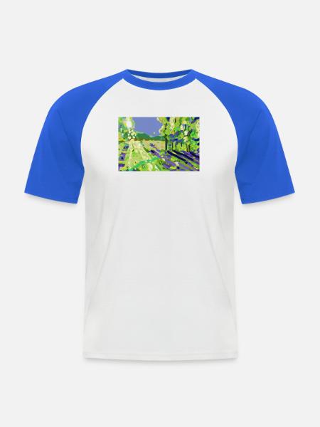 Impressionistische Sonnenlandschaft - Männer Baseball-T-Shirt - Weiß/Royalblau