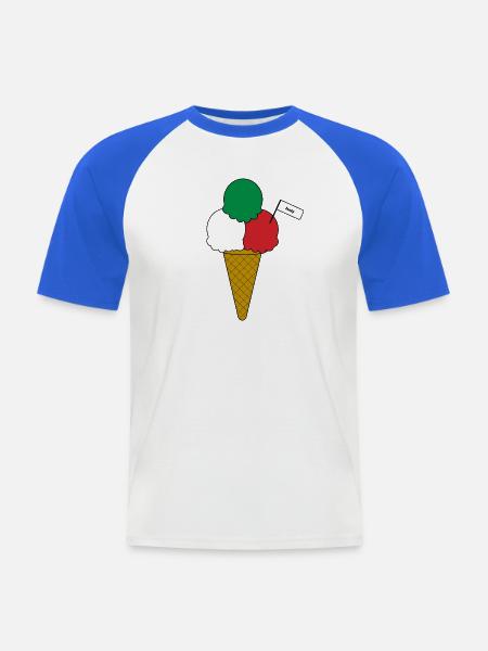 Italy Flag Eiscreme cream - Männer Baseball-T-Shirt - Weiß/Royalblau