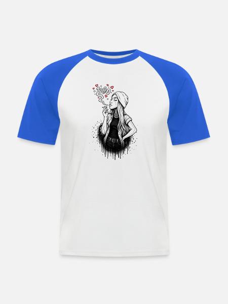  1200 smoking Lady Herzchenrauch - Männer Baseball-T-Shirt - Weiß/Royalblau