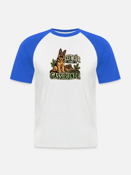Schäferhund – Zeit für eine Gassirunde Geschenk - Männer Baseball-T-Shirt - Weiß/Royalblau